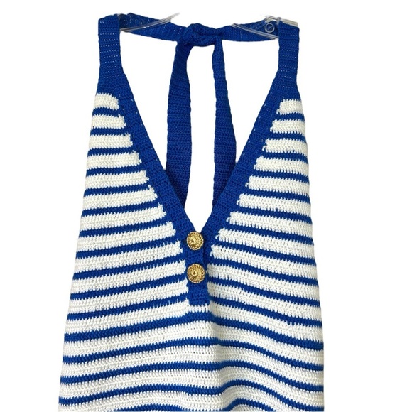 My Beachy Side - NWT ‘Emily in Paris’ Loulou’ Hand-Crocheted Romper- Blue, Large - Picture 14 of 16